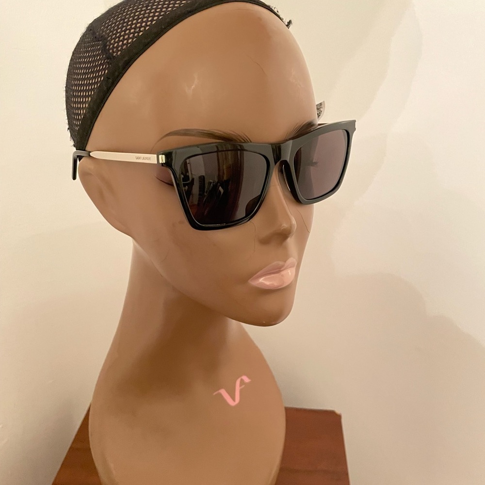 Saint Laurent Rectangle Semi-Transparent Acetate Sunglasses new with tag black - Picture 6 of 7